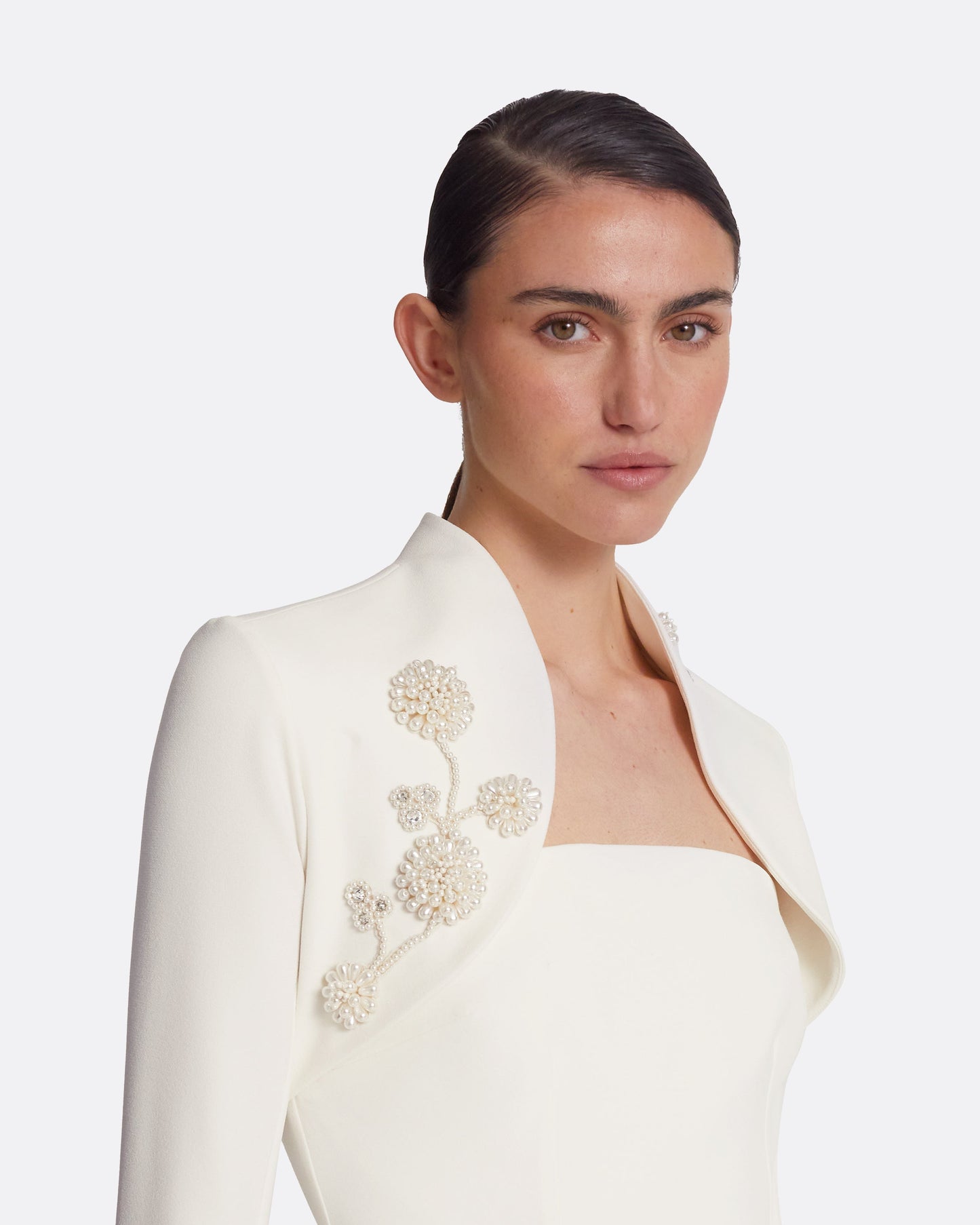 Amari Ivory Harness & Soshin Dress With Carnation Embroidery