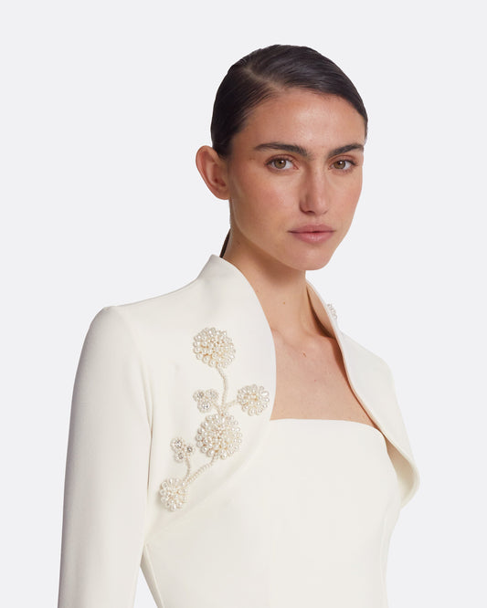 Amari Ivory Harness & Soshin Dress With Carnation Embroidery