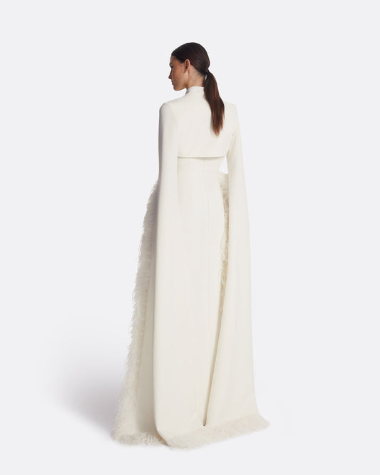 Amari Ivory Feather-Trimmed Bolero And Soshin Dress