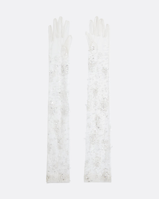 Astin Gloves in Ivory with Crystal Embellishment
