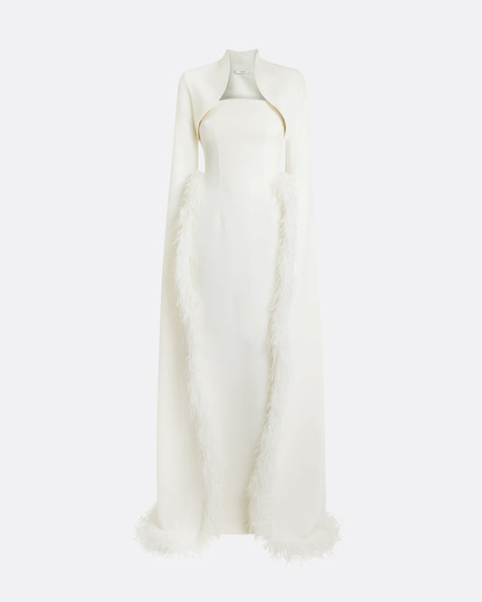 Amari Ivory Feather-Trimmed Bolero And Soshin Dress