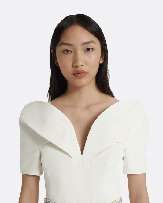 Kara Ivory Embroidered Midi Dress
