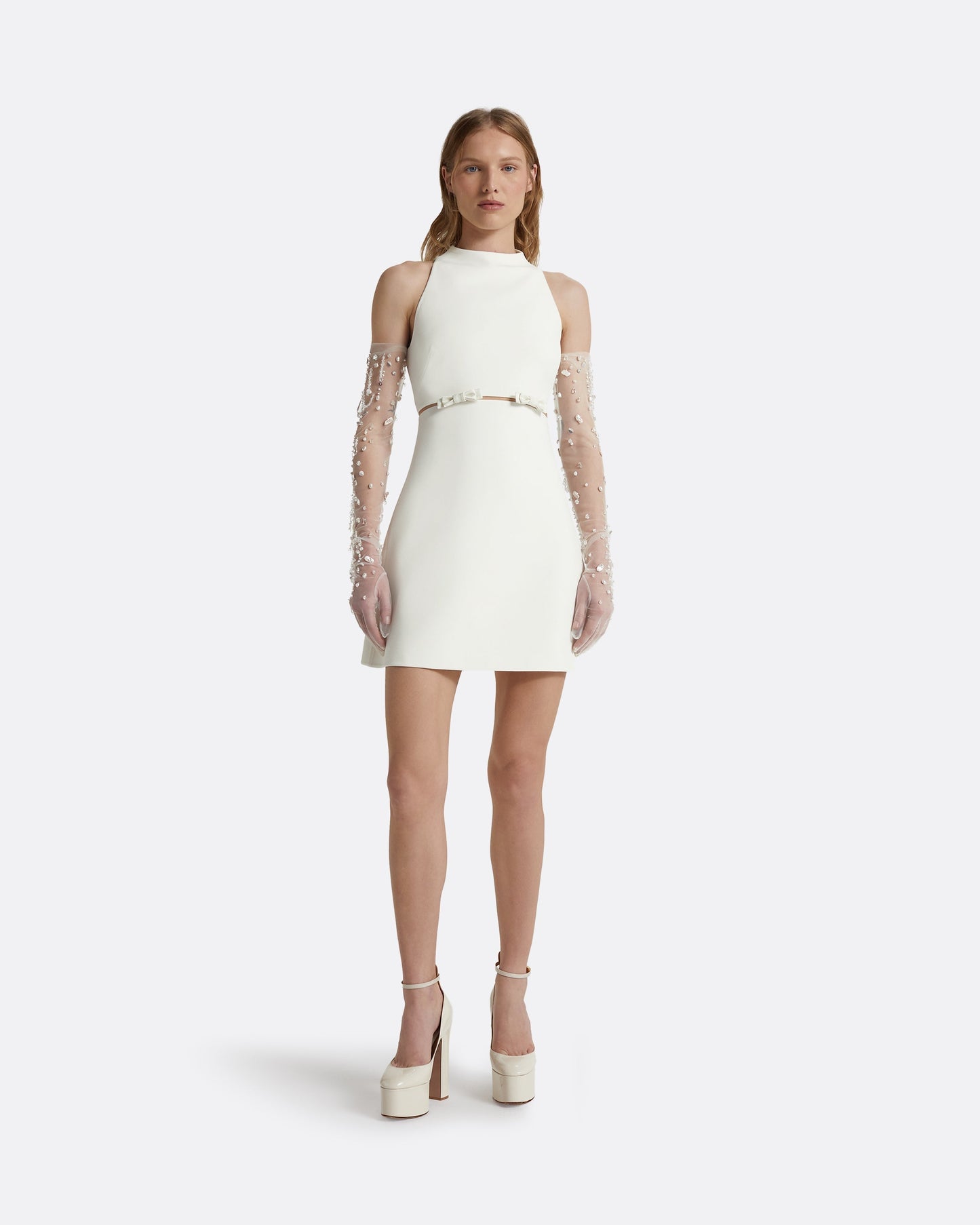 Jalie Ivory Mini Dress Maison Safiyaa USA Jalie Ivory Mini Dress Maison Safiyaa USA