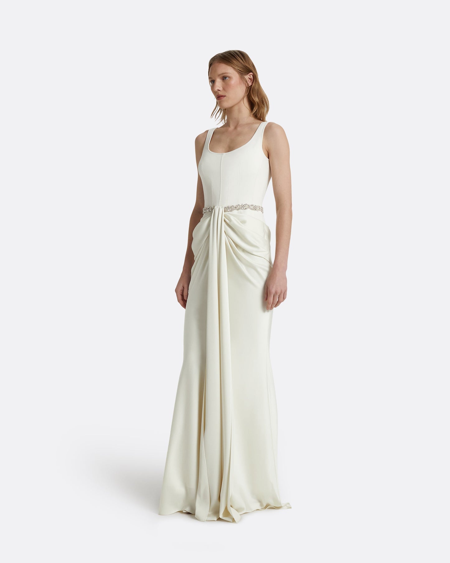Marlena Ivory Embroidered Long Dress