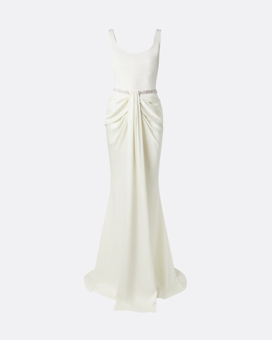 Marlena Ivory Embroidered Long Dress