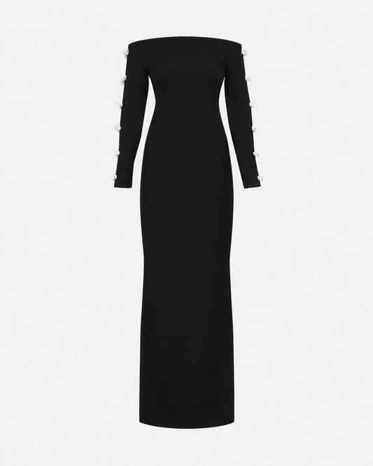 Morag Long Dress in Sorbet on Black