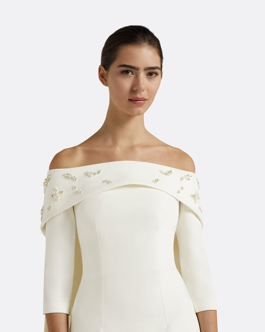 Bellara Pearl Floral Embroidered Ivory Harness & Soshin Dress