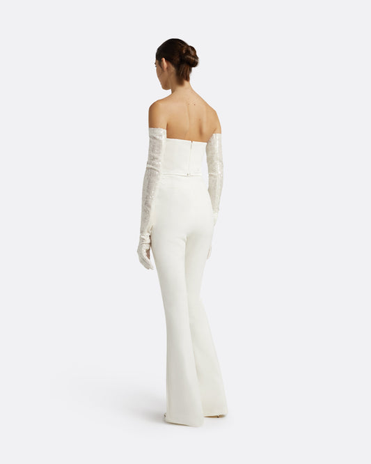 Antonia Ivory Sequins Gloves