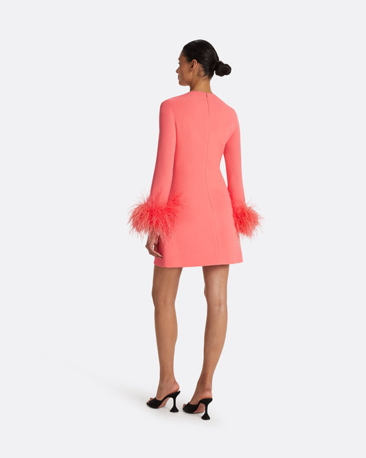 Rena Mosaico Feather-Trimmed Short Dress