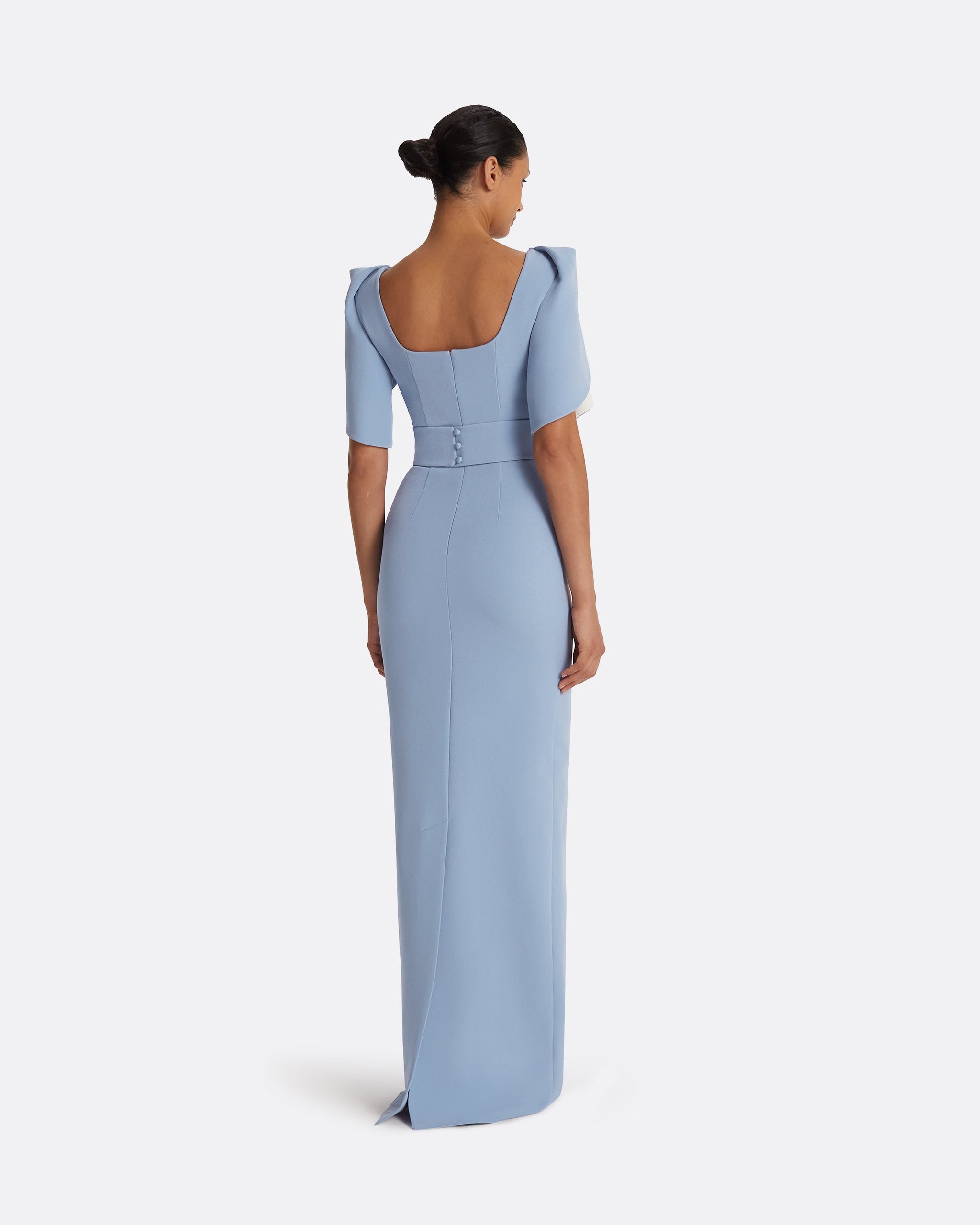 Dara Blue Ash Long Dress – Maison Safiyaa USA