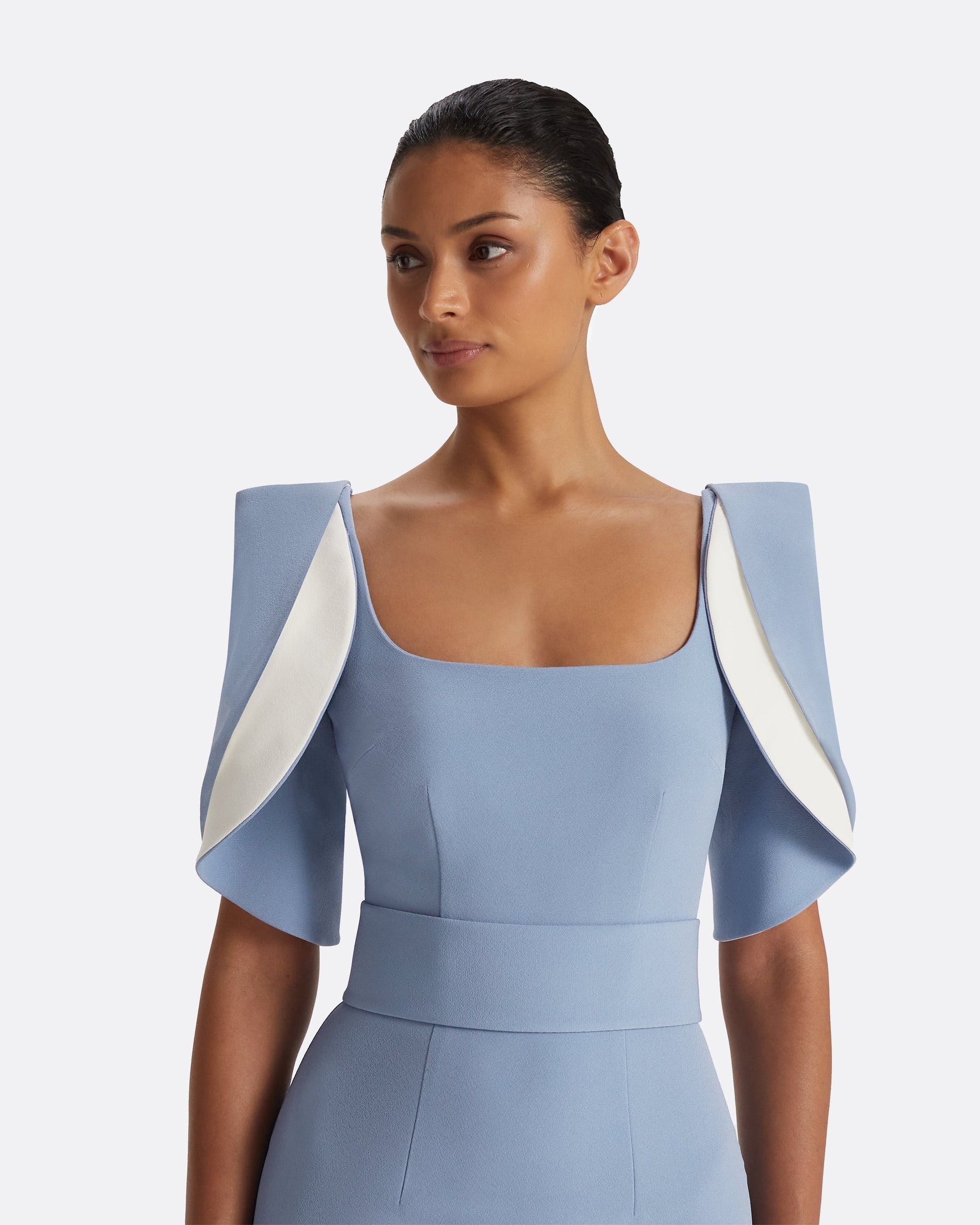 Dara Blue Ash Long Dress – Maison Safiyaa USA