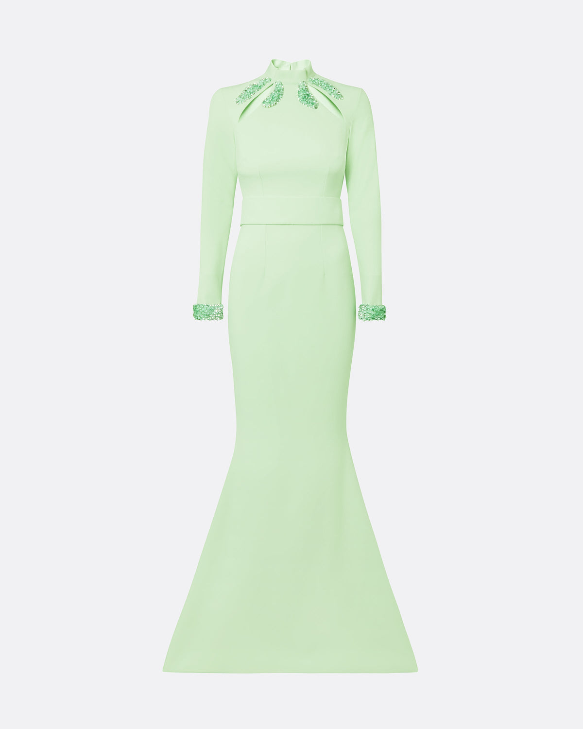Kamala Aloe & Curled Leaf Embroidery Long Dress