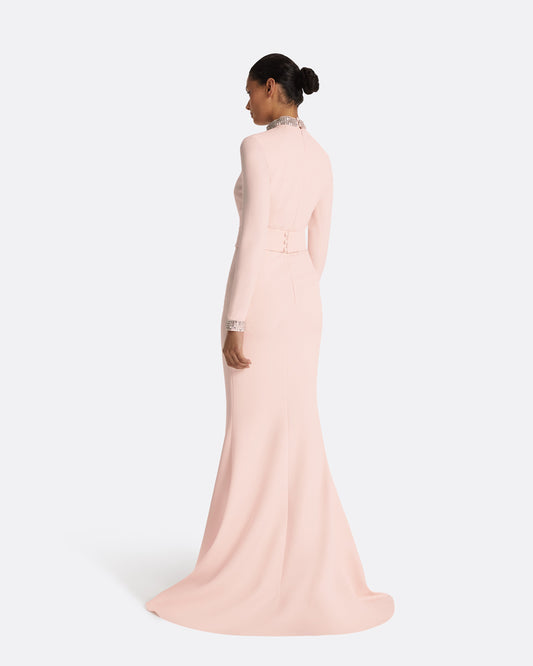 Kamala Pale Pink & Mirror Disc Embroidery Long Dress