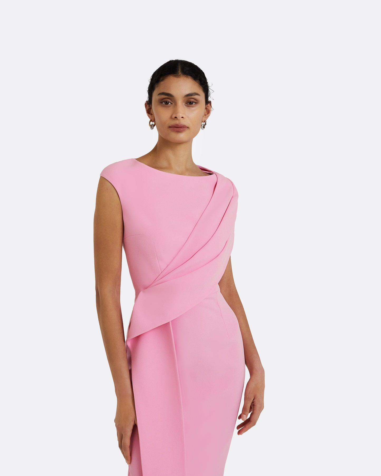 Regina Begonia Pink Midi Dress Maison Safiyaa USA Regina Begonia Pink Midi Dress Maison Safiyaa USA