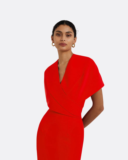 Flora Cherry Red Midi Dress