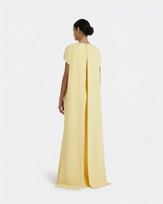 Ginkgo Long Dress in Pale Yellow