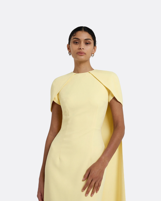 Ginkgo Long Dress in Pale Yellow