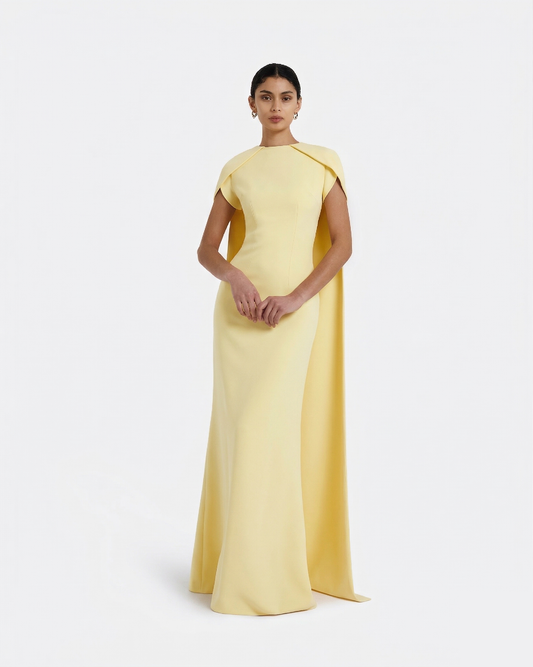 Ginkgo Long Dress in Pale Yellow