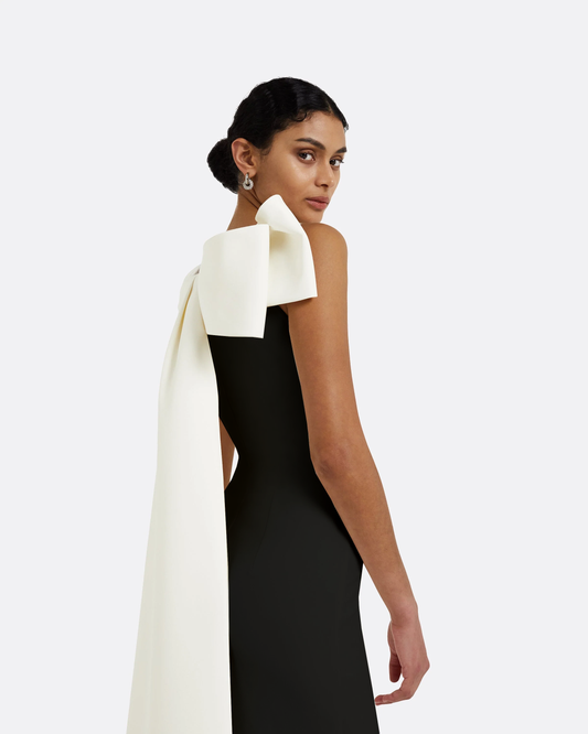 Celestia Black & Ivory Long Dress