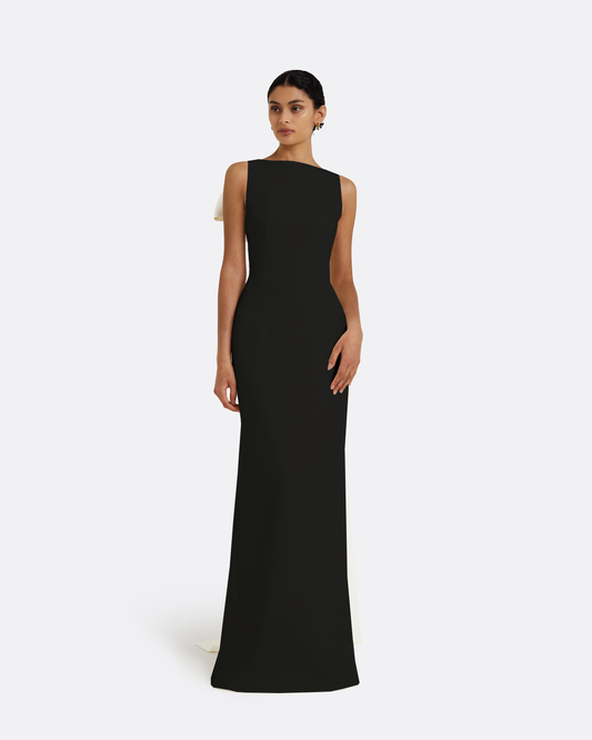 Celestia Black & Ivory Long Dress