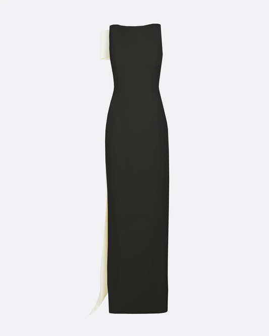 Celestia Black & Ivory Long Dress