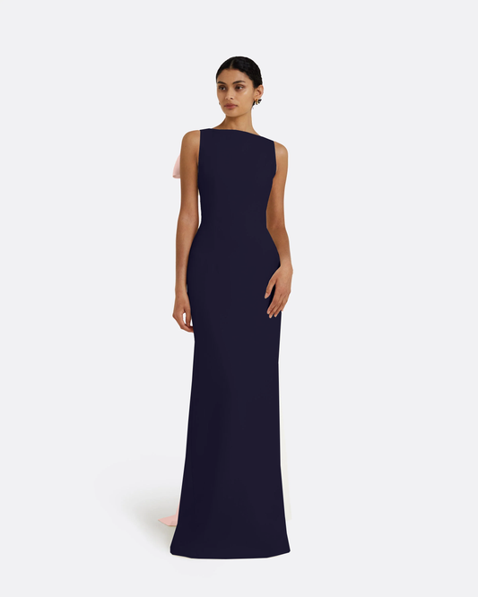 Celestia Long Dress in Azurite & Pale Pink