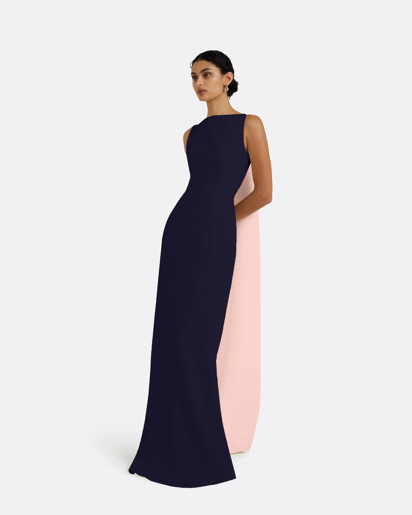Celestia Long Dress in Azurite & Pale Pink
