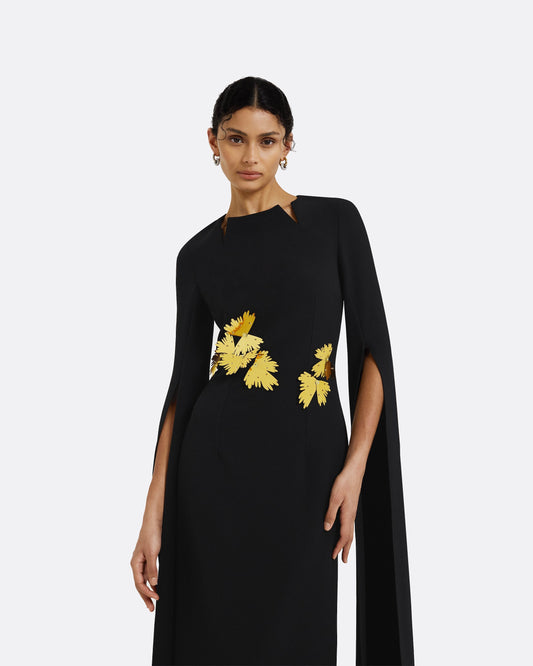 Talin Embroidered Black Long Dress