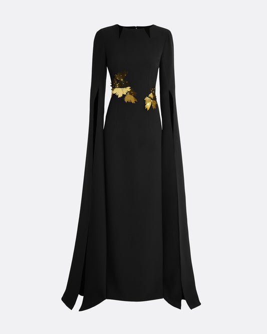 Talin Embroidered Black Long Dress