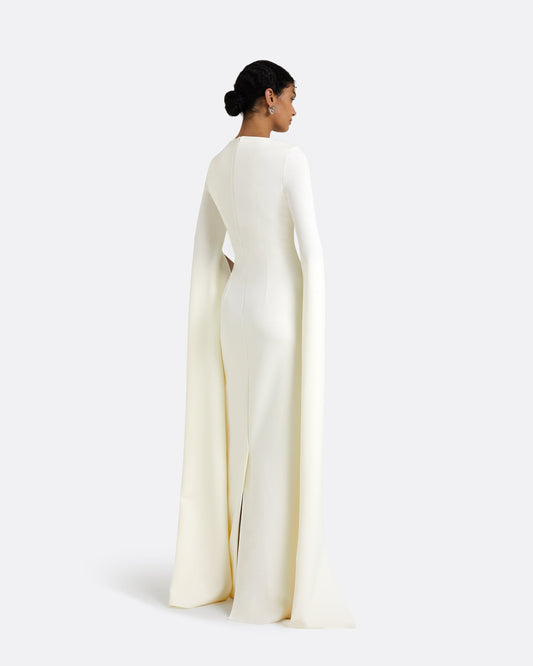 Talin Embroidered Ivory Long Dress