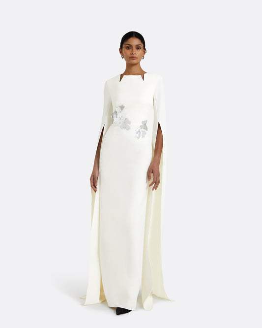 Talin Embroidered Ivory Long Dress