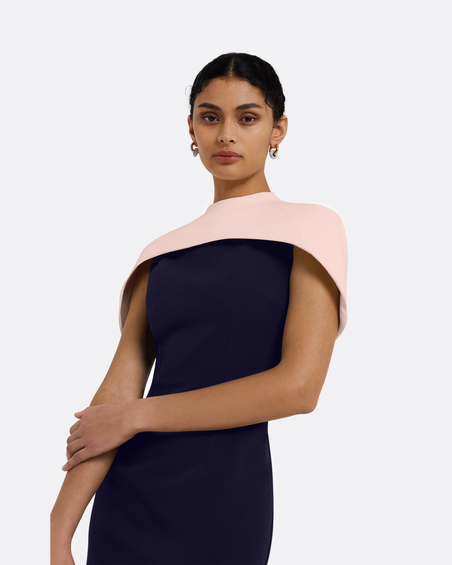 Kalika Long Dress in Azurite & Pale Pink