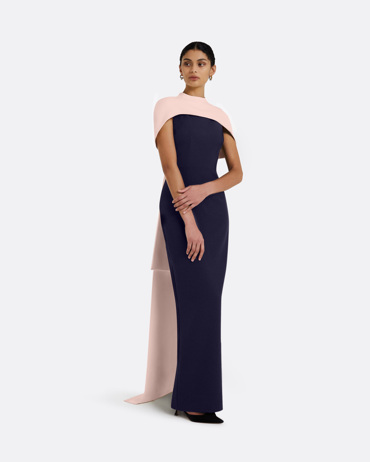 Kalika Long Dress in Azurite & Pale Pink