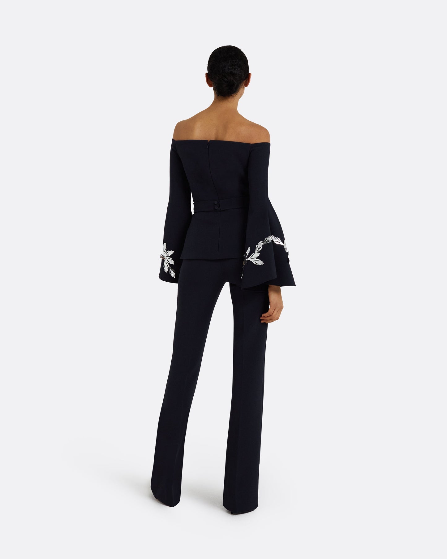Priela Midnight Navy Embroidered Top