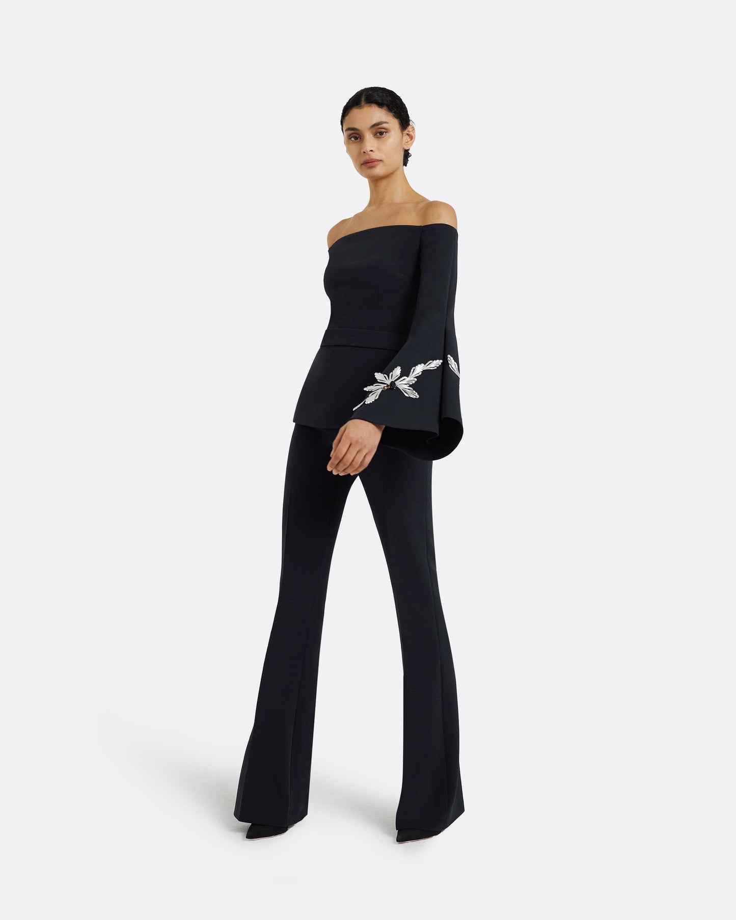 Priela Midnight Navy Embroidered Top