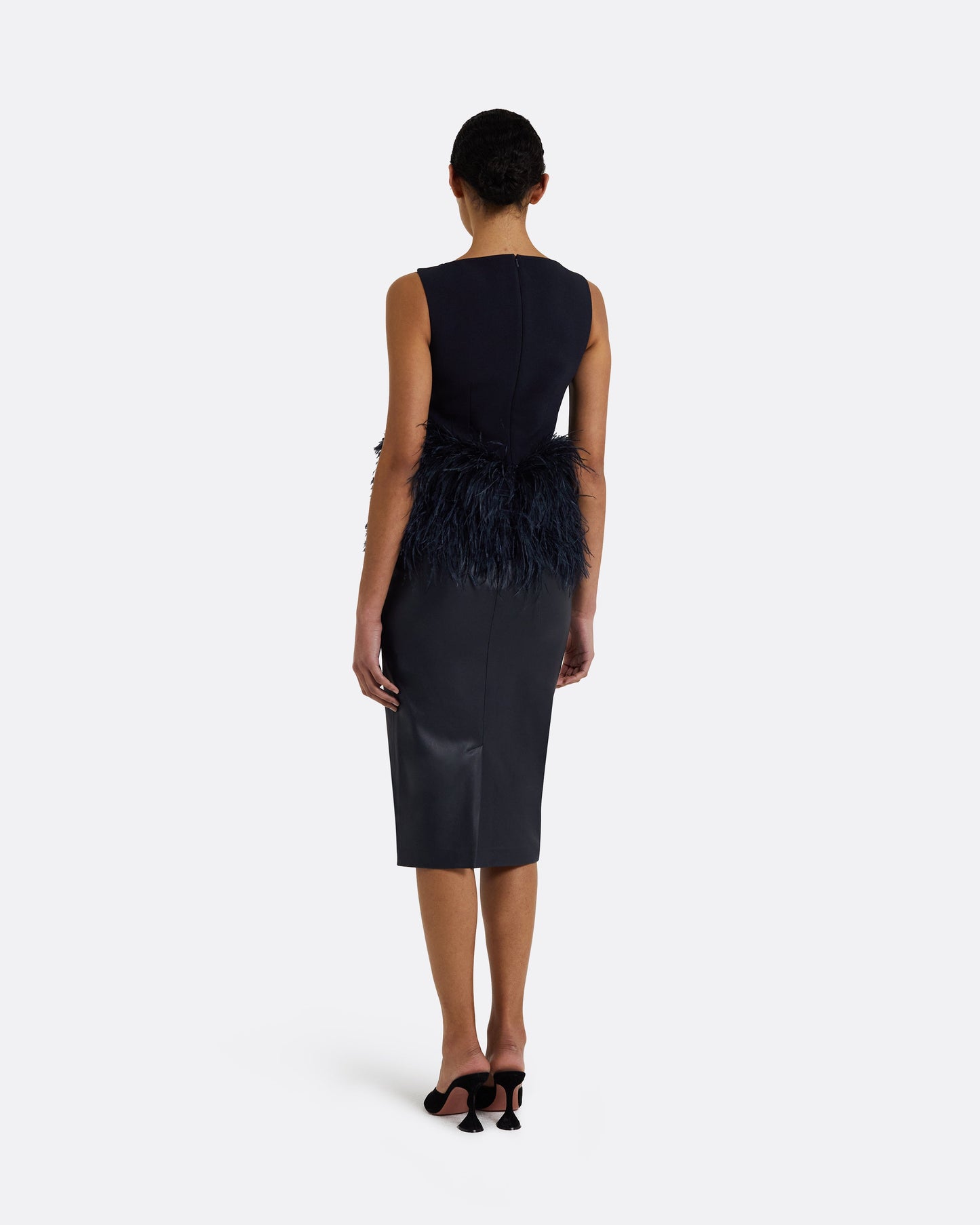 Tessa Midnight Navy Feather-Trimmed Top