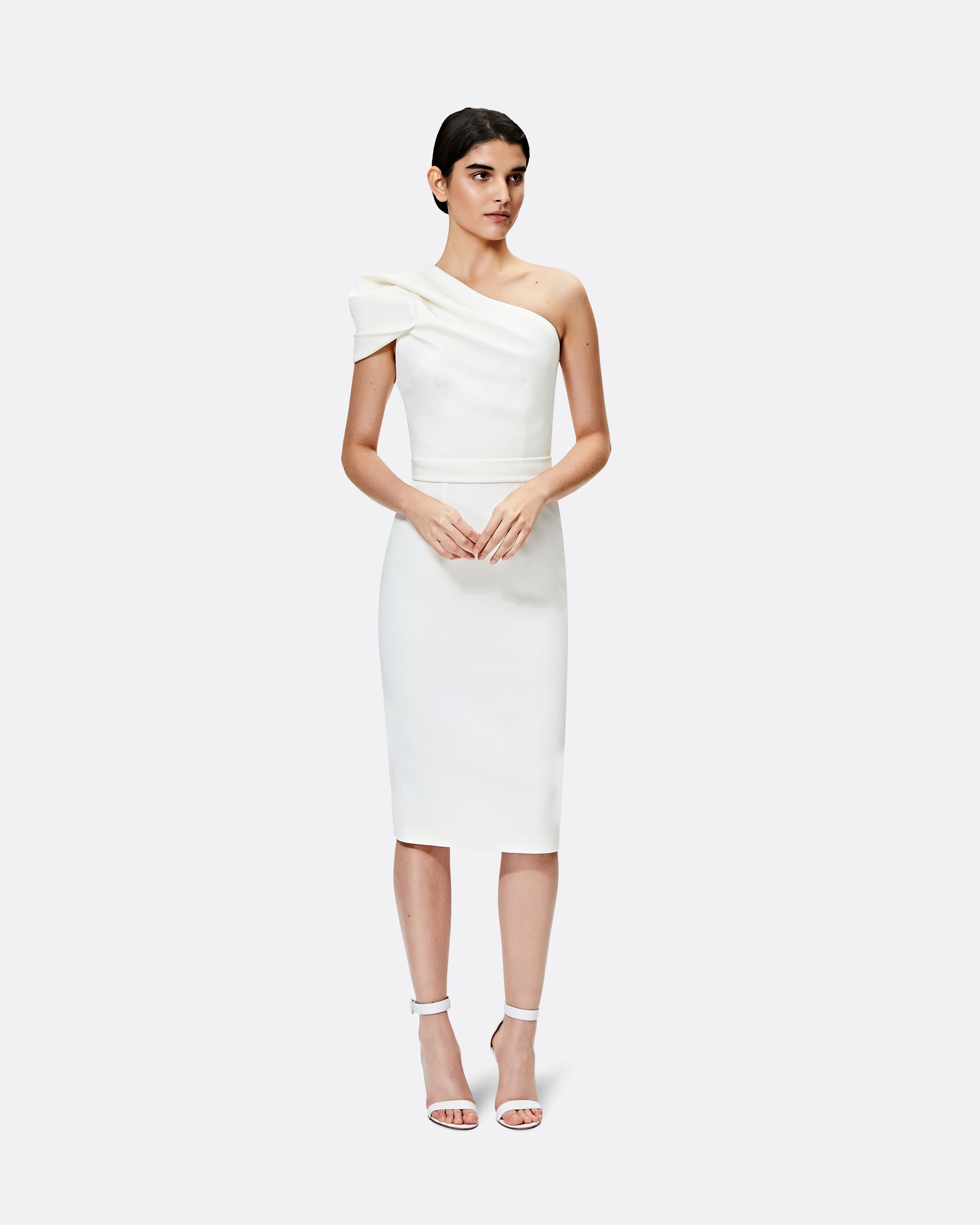 SAFIYAA ドレス ワンピース Asymmetric crepe midi dress882662 Kora Ivory Midi Dress – Maison Safiyaa USA