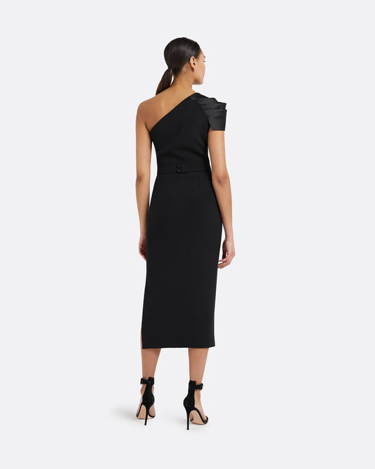 Petal Black Midi Dress