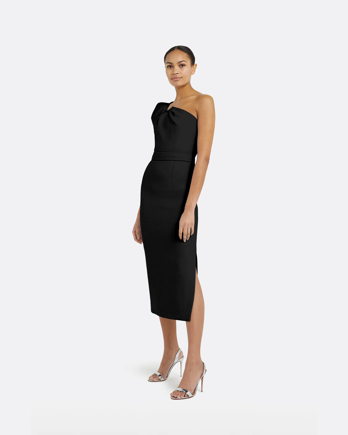 Petal Black Midi Dress