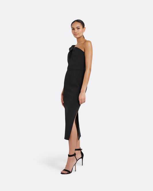 Petal Black Midi Dress