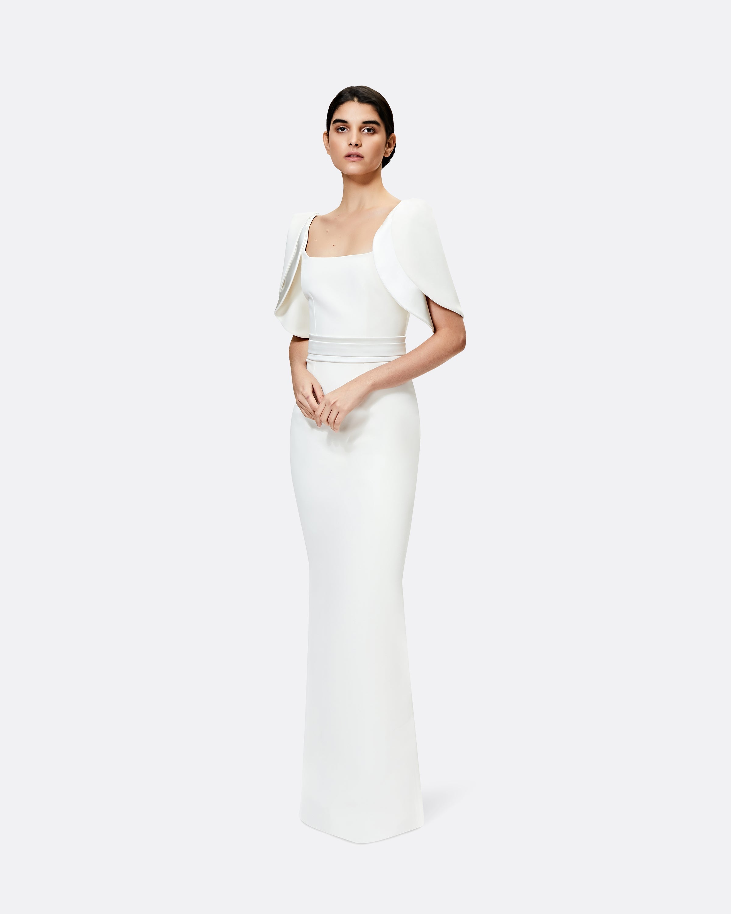 【特別な日に】Safiyaa アイボリーのダヤ ショートドレス Dara Ivory Long Dress – Maison Safiyaa USA