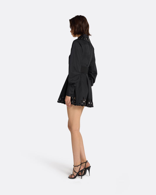 Oksana Black Cotton & Silver Short Dress