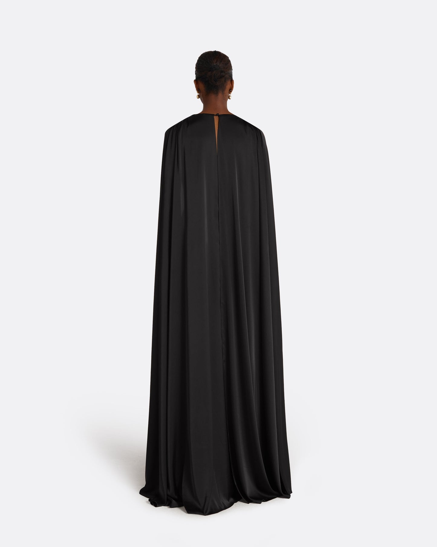 Bianca Black Long Dress With Embroidered Belt