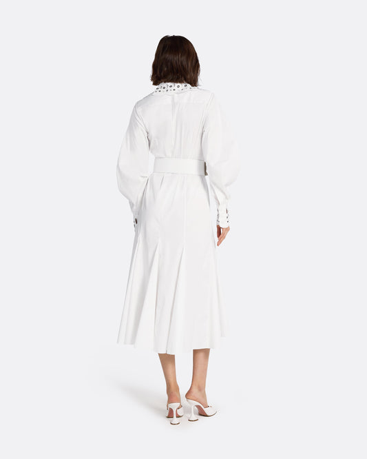 Evie Ivory Cotton & Silver Midi Dress