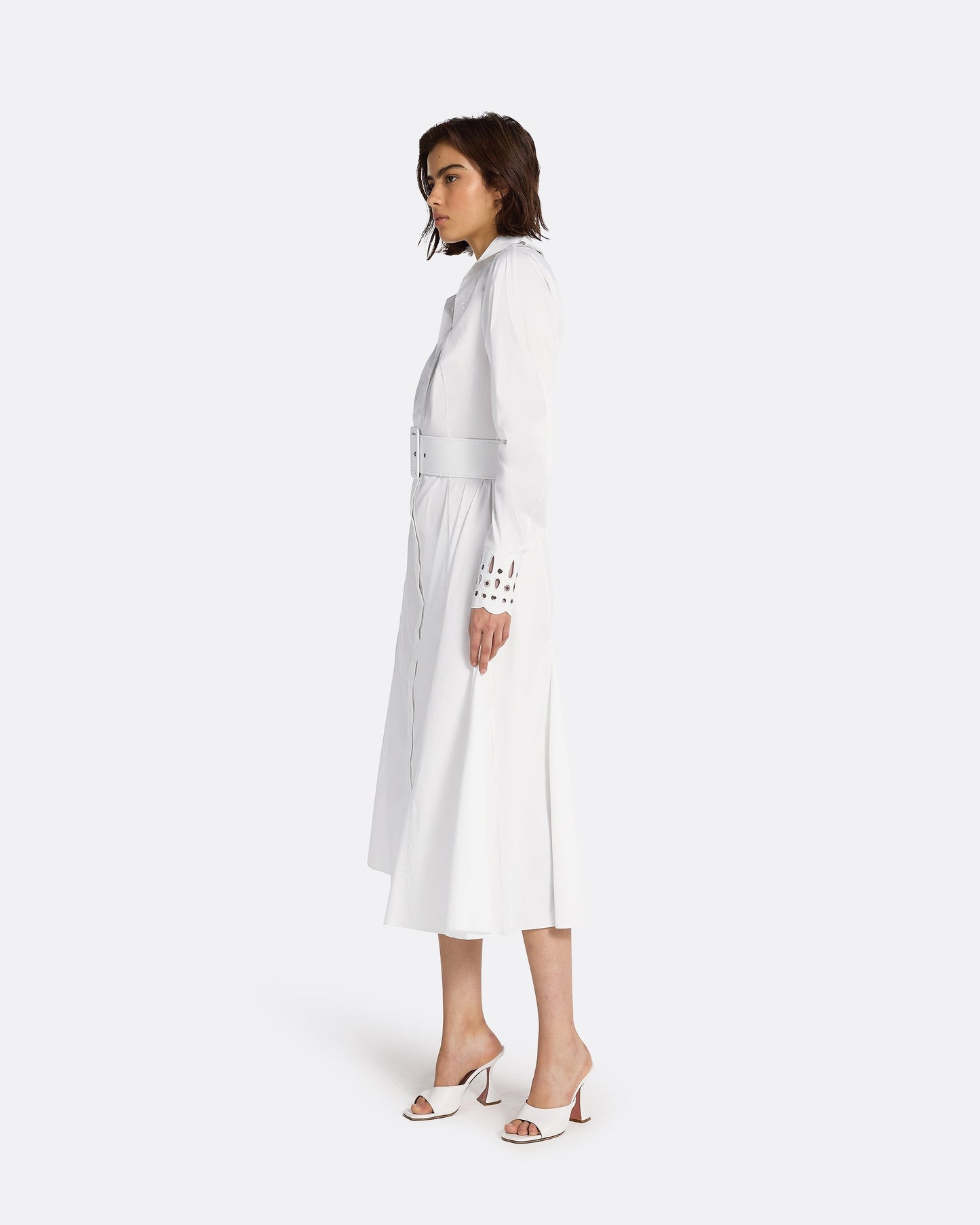 Evie Ivory Cotton & Silver Midi Dress