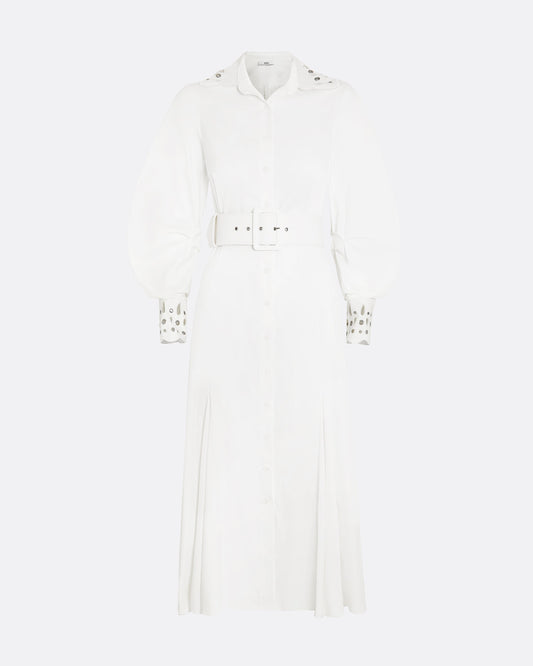 Evie Ivory Cotton & Silver Midi Dress