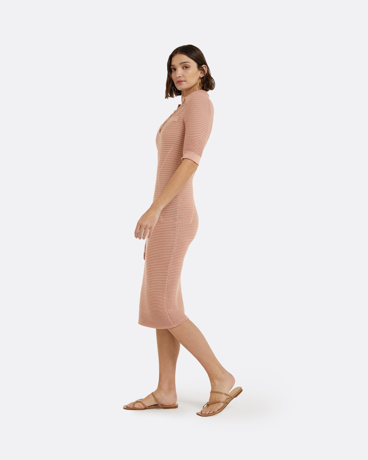 Akilah Old Rose Crochet Dress