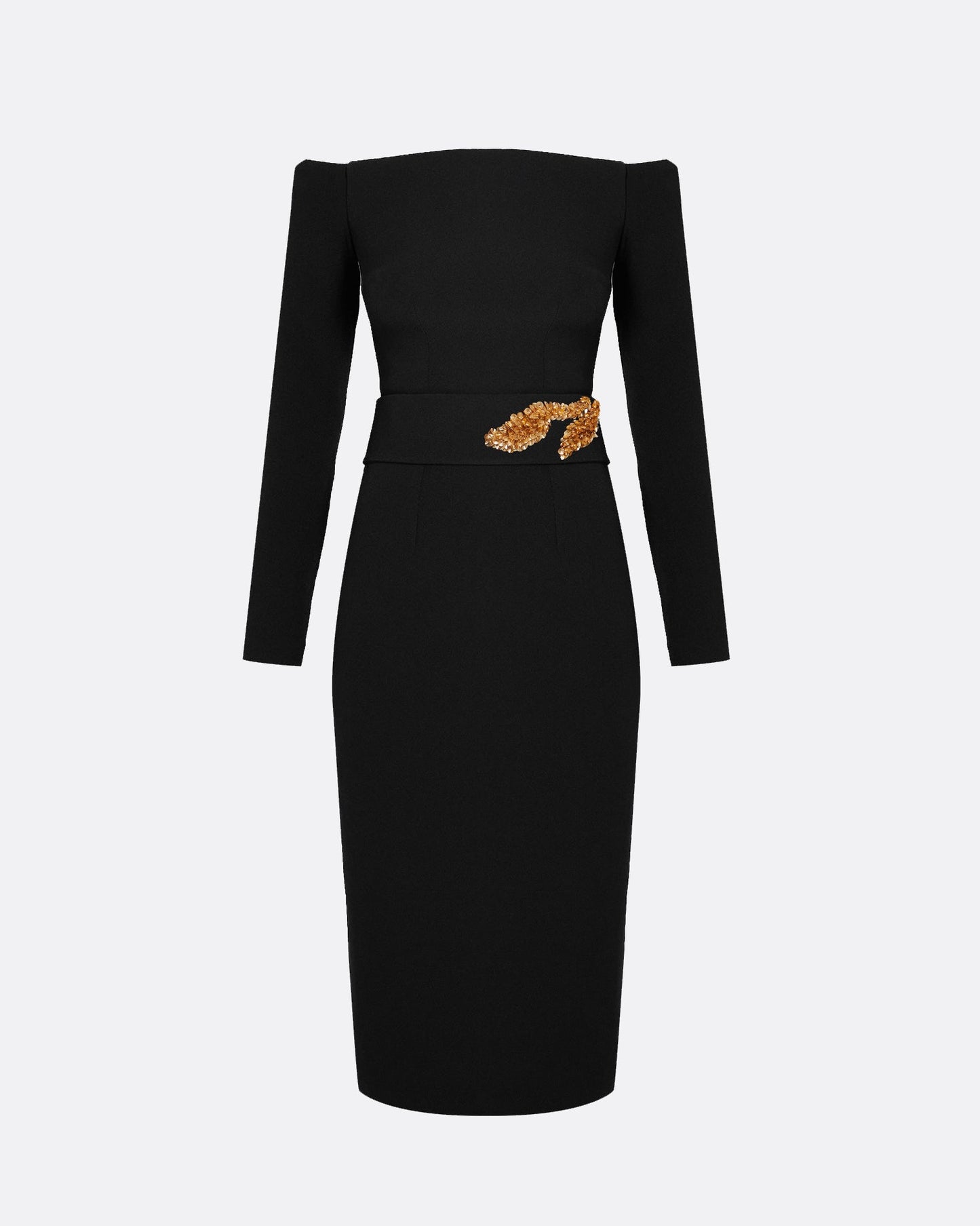 Starling Black Embroidered Midi Dress
