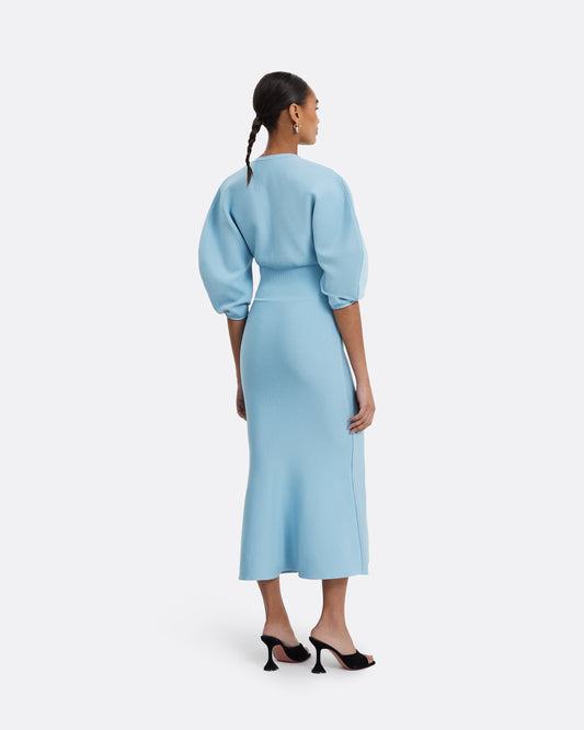 Kiera Pale Blue Knit Midi Dress