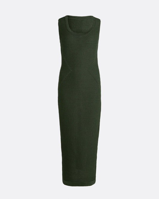 Klaudette Olive Crochet Midi Dress